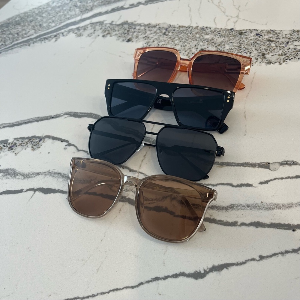 Sunglasses Set in Black, Brown, and Pinky-Orange